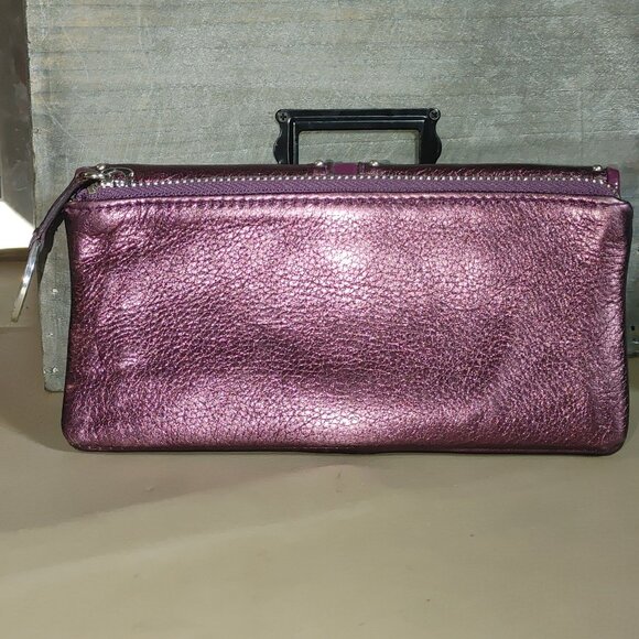 Brighton Pretty Tough Purple Studded Leather Wallet Card Slots Silver Tone Charm - Picture 12 of 12